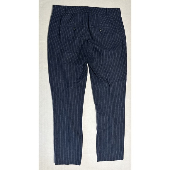 Banana Republic Factory Navy Blue white Ryan Pinstripe Straight Leg Pants Sz 00P - Picture 11 of 15